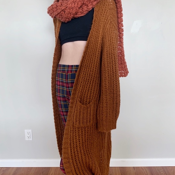 Maxi knit terra-cotta cardigan - Picture 4 of 5